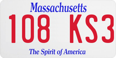 MA license plate 108KS3