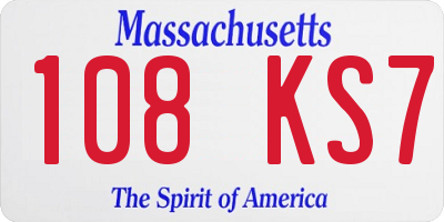 MA license plate 108KS7