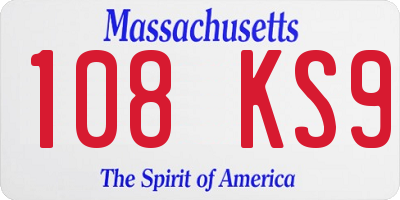 MA license plate 108KS9