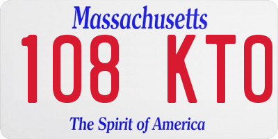 MA license plate 108KT0