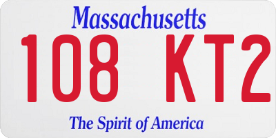 MA license plate 108KT2