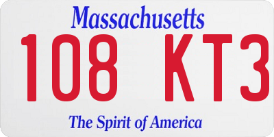 MA license plate 108KT3