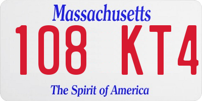 MA license plate 108KT4