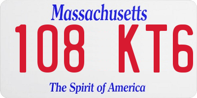 MA license plate 108KT6