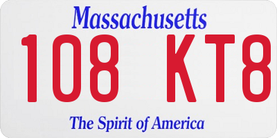 MA license plate 108KT8