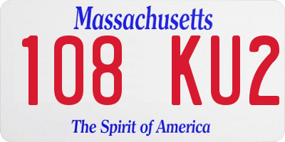 MA license plate 108KU2