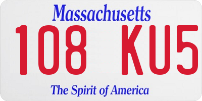 MA license plate 108KU5
