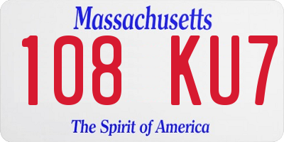 MA license plate 108KU7