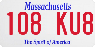 MA license plate 108KU8