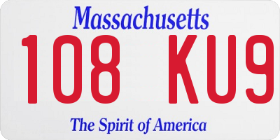 MA license plate 108KU9