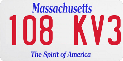 MA license plate 108KV3