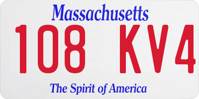 MA license plate 108KV4