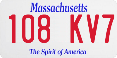 MA license plate 108KV7