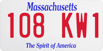 MA license plate 108KW1