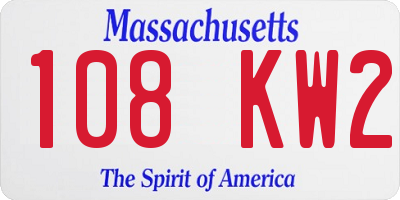 MA license plate 108KW2