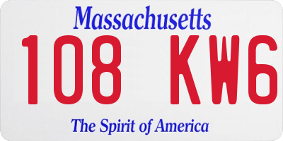 MA license plate 108KW6