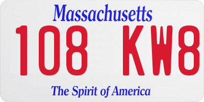 MA license plate 108KW8