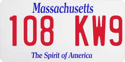 MA license plate 108KW9