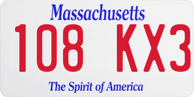 MA license plate 108KX3
