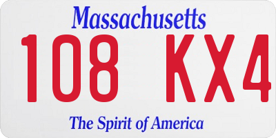 MA license plate 108KX4