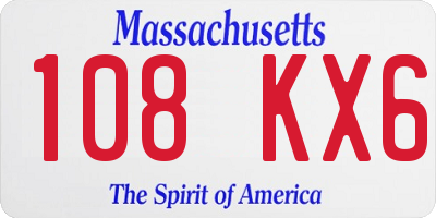 MA license plate 108KX6