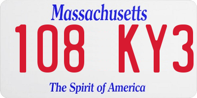 MA license plate 108KY3