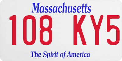 MA license plate 108KY5