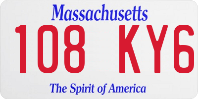 MA license plate 108KY6
