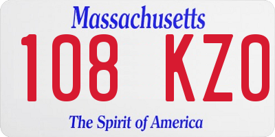 MA license plate 108KZ0