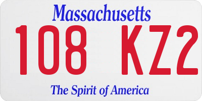 MA license plate 108KZ2