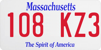 MA license plate 108KZ3