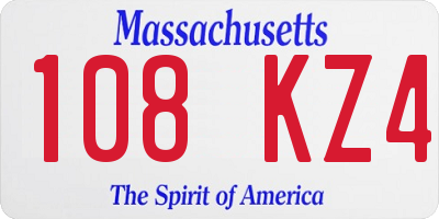 MA license plate 108KZ4