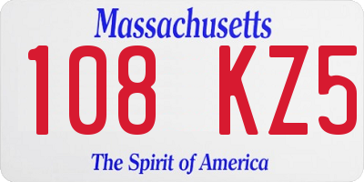 MA license plate 108KZ5