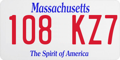MA license plate 108KZ7