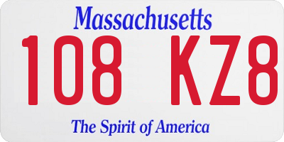 MA license plate 108KZ8