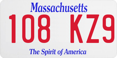 MA license plate 108KZ9