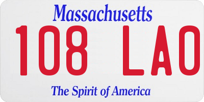 MA license plate 108LA0