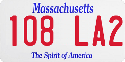 MA license plate 108LA2