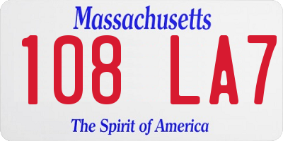 MA license plate 108LA7