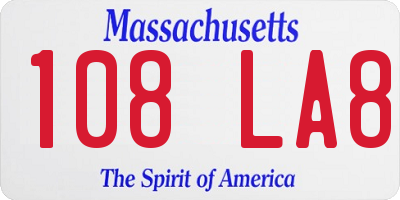 MA license plate 108LA8