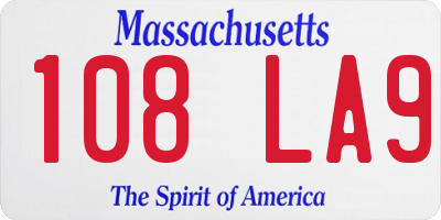 MA license plate 108LA9