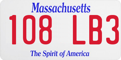 MA license plate 108LB3