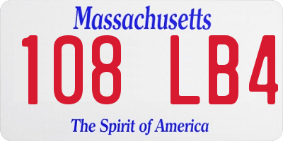 MA license plate 108LB4