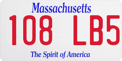 MA license plate 108LB5