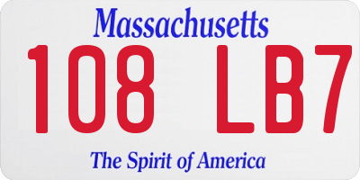 MA license plate 108LB7