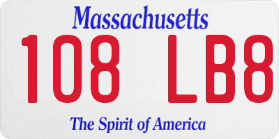 MA license plate 108LB8