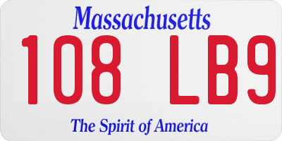 MA license plate 108LB9