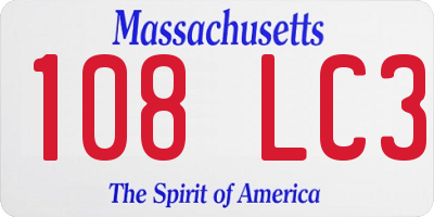 MA license plate 108LC3