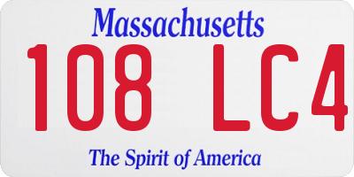 MA license plate 108LC4