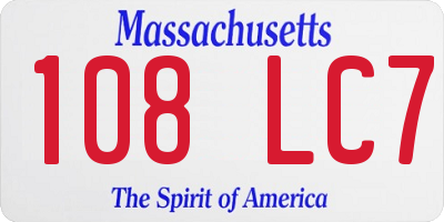 MA license plate 108LC7